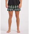Mens Flannel Short GREEN/WHITE PLAID