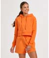 Womens Fleece Cropped Hood MANDARIN