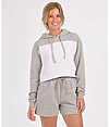 Womens Fleece Cropped Hood OXFORD HEATHER/WHITE