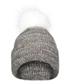 Faux Fur Pom Beanie BROWN/WHITE