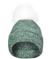 Faux Fur Pom Beanie DARK GREEN/WHITE