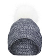 Faux Fur Pom Beanie NAVY/WHITE
