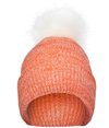 Faux Fur Pom Beanie ORANGE/WHITE