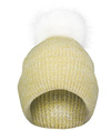 Faux Fur Pom Beanie VEGAS GOLD/WHITE