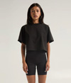 Womens Garment Dye Crop Top BLACK
