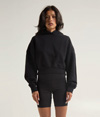 Womens Garment Dye Crop Hoodie BLACK