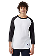 Adult Raglan Baseball T-Shirt WHITE/BLACK